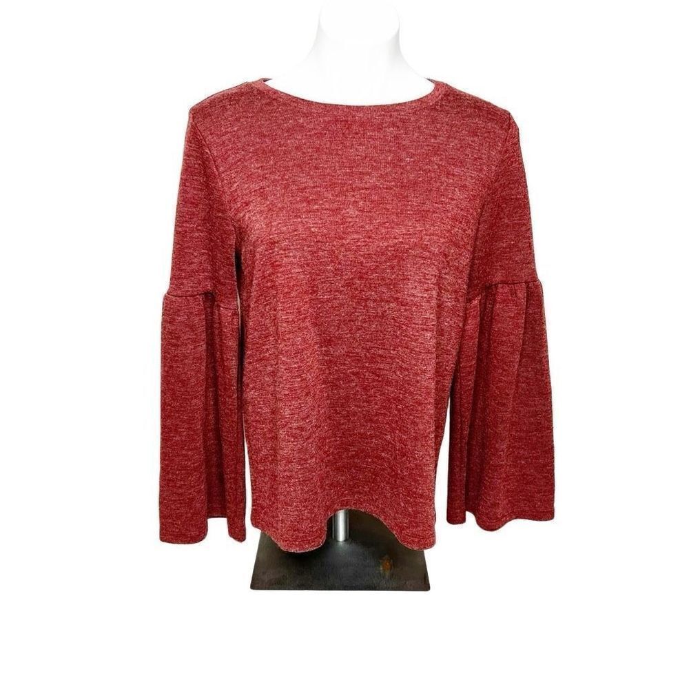 Lucky Brand heathered burgundy bell sleeve sweatshirt top size M